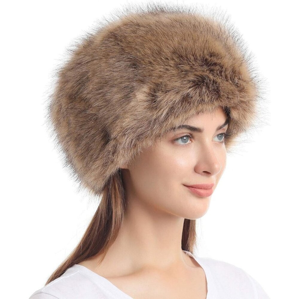 Women Nature Warm Winter Hat Faux Fur Russian Cossack Style